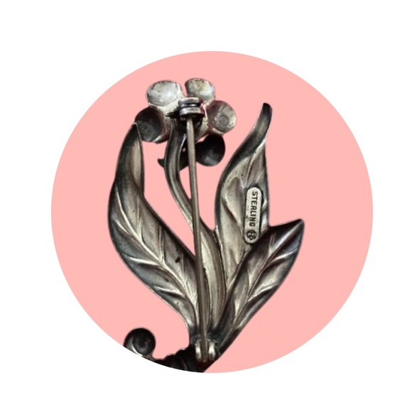 Sterling silver rose brooch - Picture 2 of 2